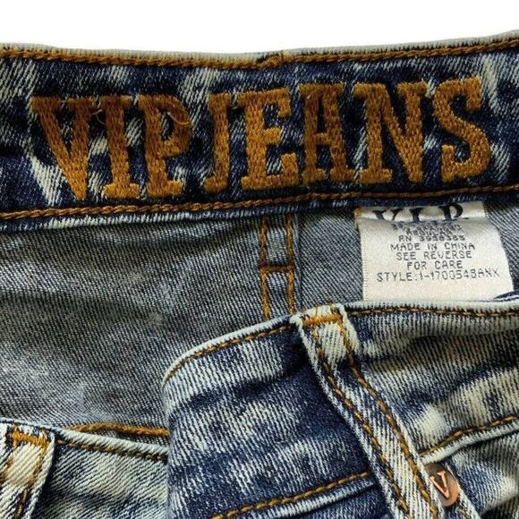 V.I.P Y2K Jeans Teen/Youth Size 16W Embroidered Floral Acid Wash Raw Hem Denim - Picture 11 of 12